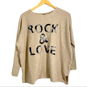 Venti6 Rock And Love Gray Camouflage Letter Sweater, Size XXL